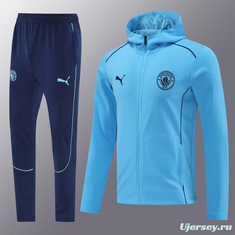 24/25 Manchester United Skyblue Full Zipper Jacket +Long Pants