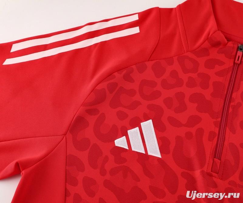 2024 Adidas Red Half Zipper Jacket+Long Pants