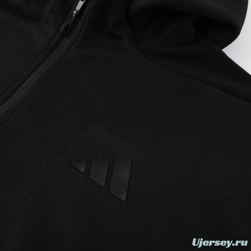 2024 Adidas Black Hoodie Full Zipper Jacket +Long Pants