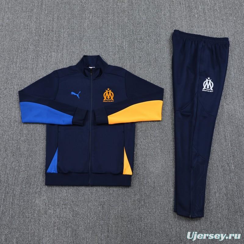 24/25 Olympique Marseille Navy Full Zipper Jacket +Long Pants