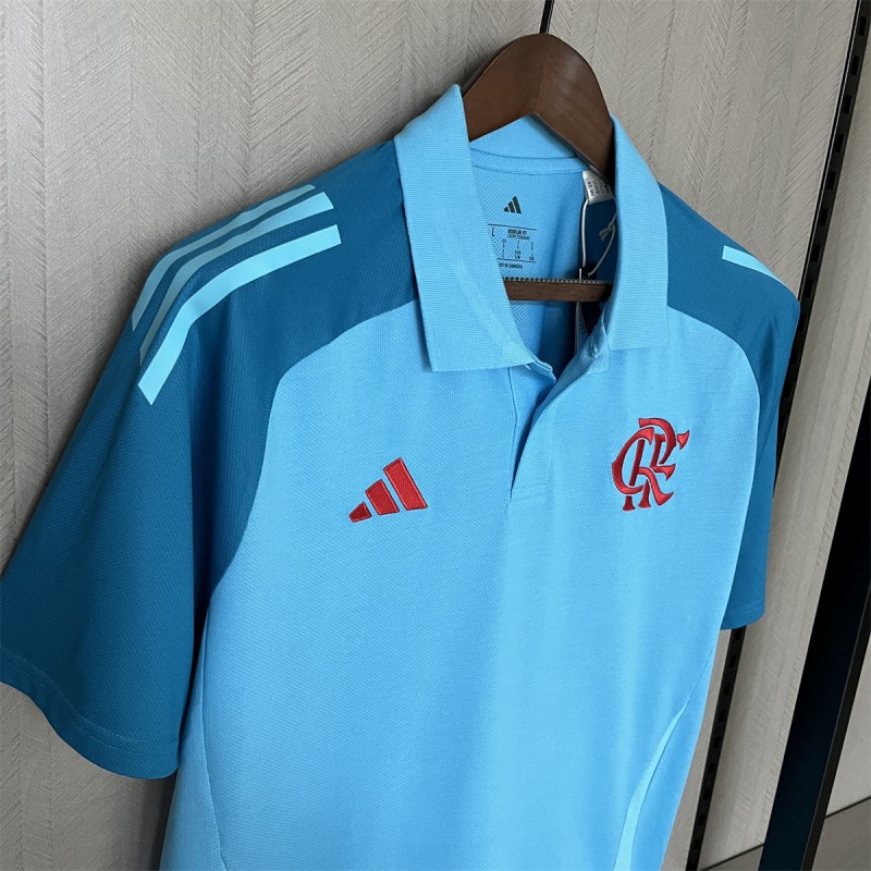 25/26 Flamengo Light Blue Polo Jersey S-XXXXL