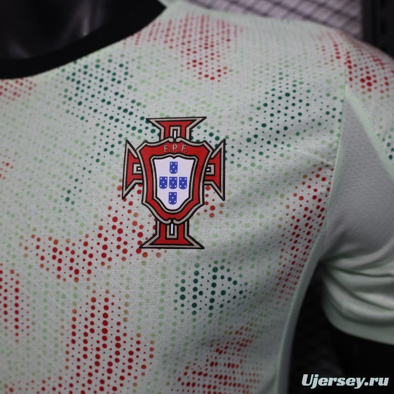Player Version 2025 Portugal Away Mint Green Jersey with Graphic Pattern
