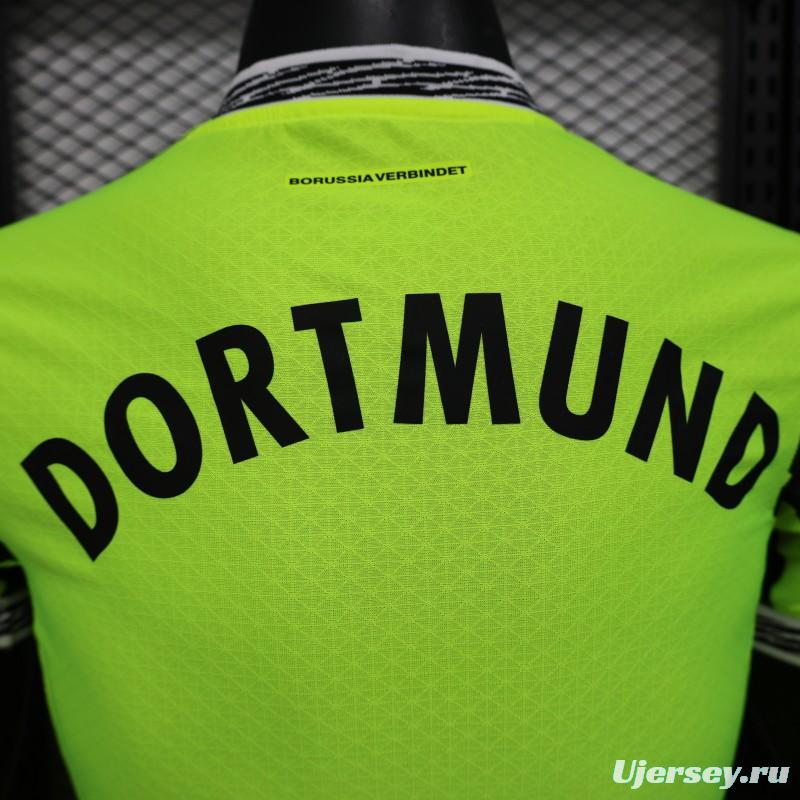 Player Version Borussia Dortmund 25/26 Neon Green Home Jersey with 1&1 Sponsor