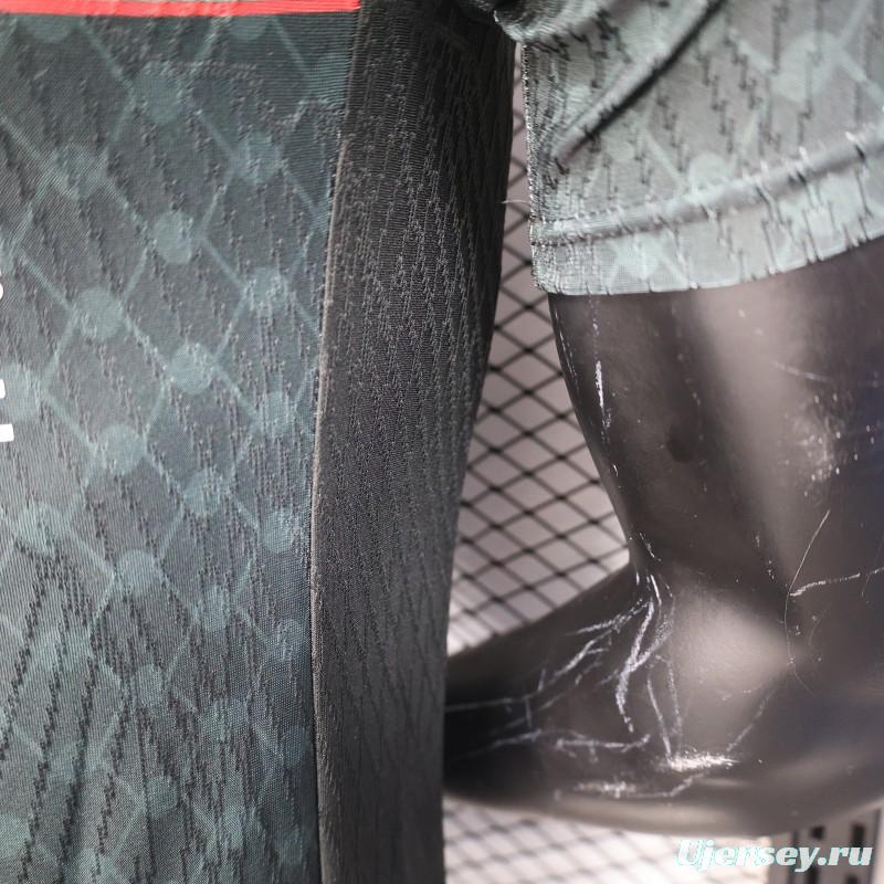 Player Version 25/26 CD Palestino Away Black Jersey with Red-Green Stripes and Bank of Palestine Sponsor