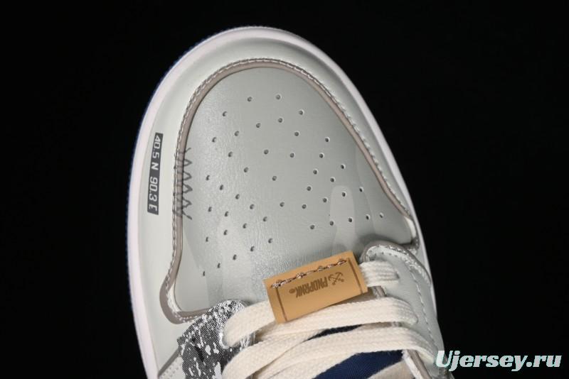 Nike Air Jordan 1 Low AJ1 Retro Basketball Shoes Panda Prank Voyage Theme - 553558-414