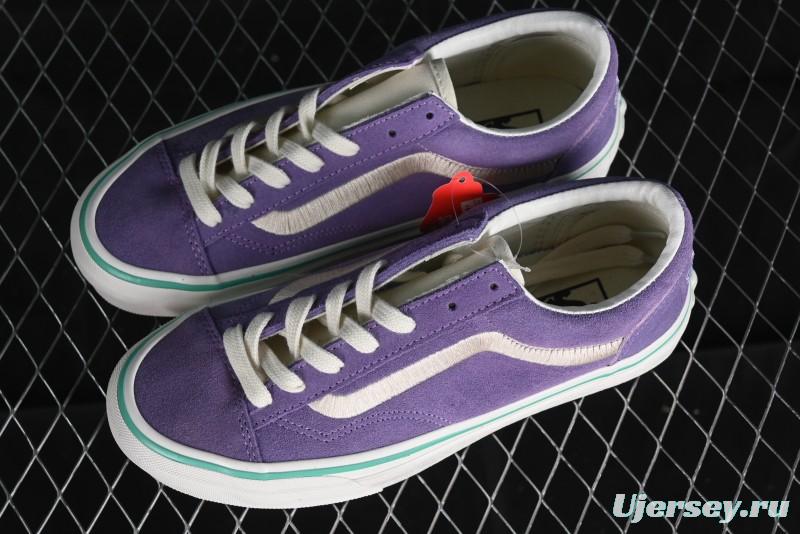 Vans Style 36 Low-Top Skate Shoes with Purple Embroidery - VN000CRPGRN