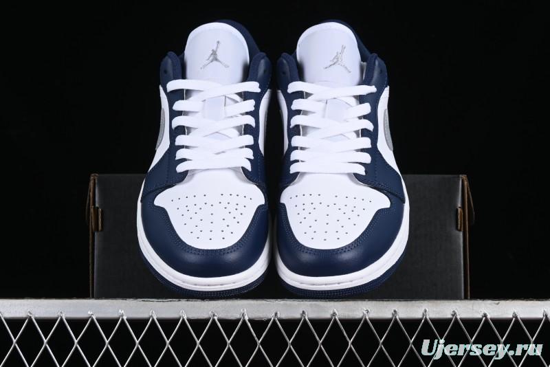Nike Air Jordan 1 Low AJ1 White Blue Grey Low Top Lifestyle Basketball Shoes - 553558-141