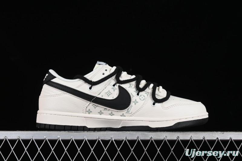 Nike SB Dunk Low LV Collaboration - Lamborghini Strap White Black Hook Anniversary High-End Custom Low-Top Casual Sneakers - SJ2068-261
