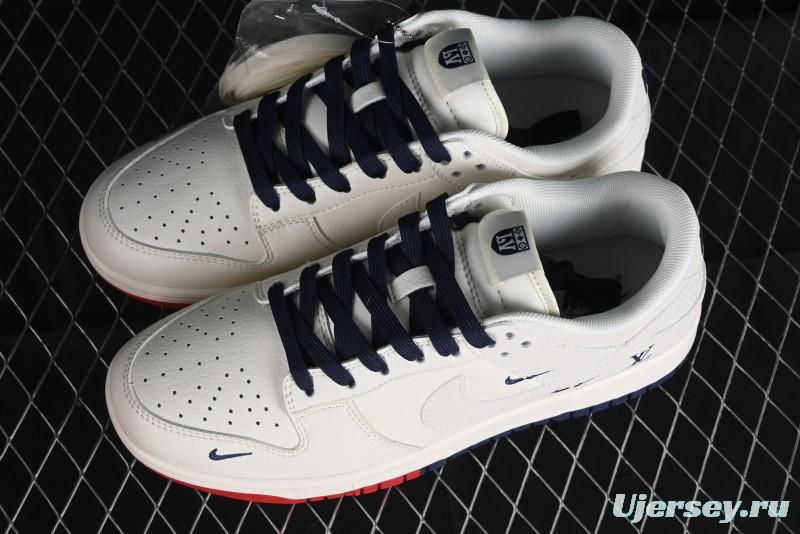 Nike SB Dunk Low LV Collaboration - Beige Red Blue Dual Color Anniversary High-End Custom Low-Top Casual Sneakers - XX2025-333
