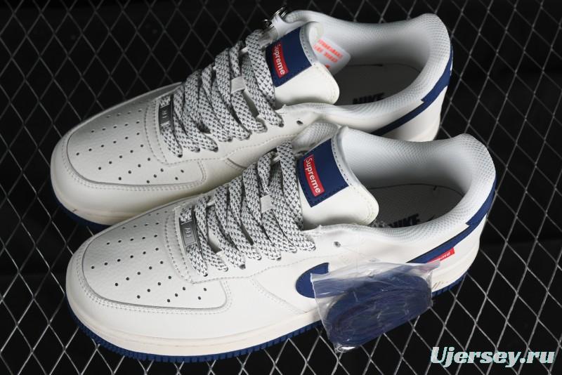 Supreme x Nike Air Force 1 '07 Low Collaboration Dark Blue Casual Sneakers - HD1968-025