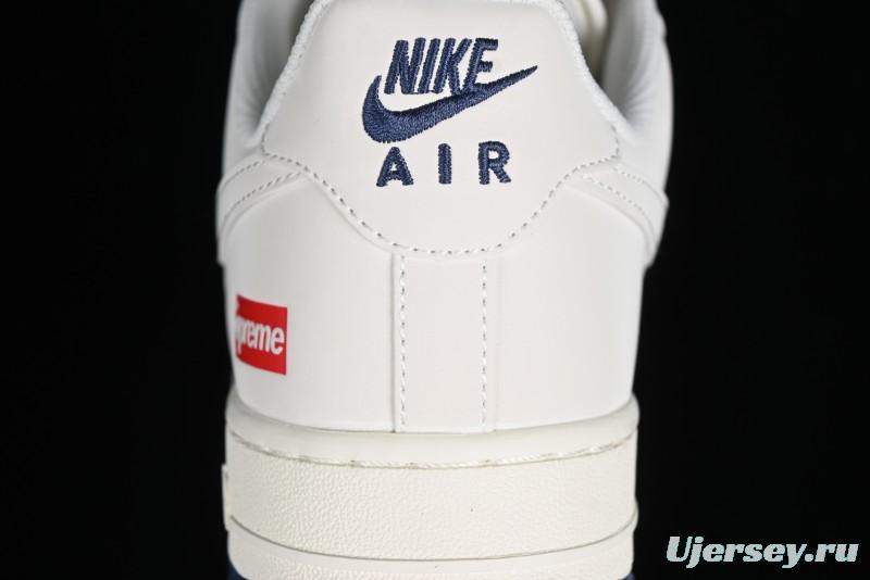 Nike Air Force 1 '07 Low Supreme Collaboration - White Blue Color Block Low-Top Casual Sneakers - XZ6188-001