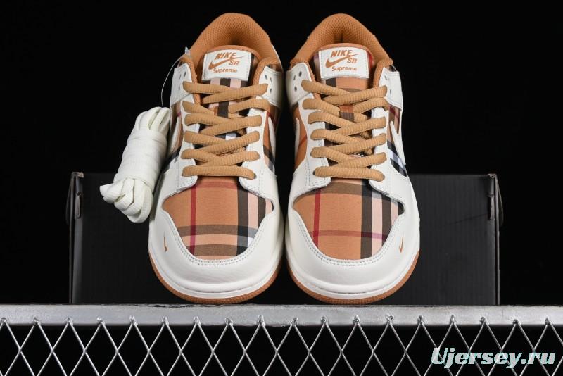 Nike SB Dunk Low Supreme Collaboration - Plaid Colorway SB Low Top Casual Skateboarding Shoes - SU1853-513