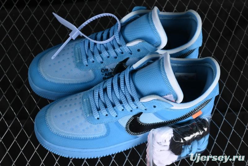 Nike Off White x Air Force 1 Low OW Collaboration Transparent Blue Casual Sneakers - AO4606-400