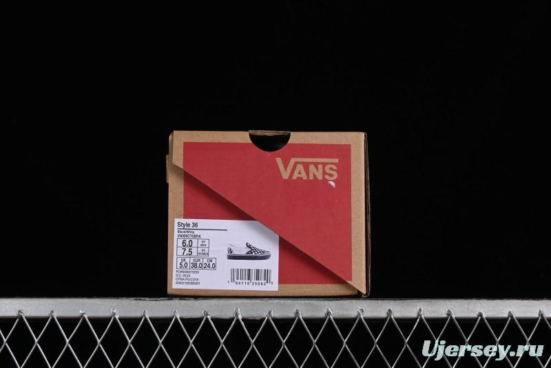 Vans Slip-On Classic Collaborative Hand-Painted Graffiti with Pink Accents and Crystal Outsole Checkerboard Slip-On - VN000CT5BPA