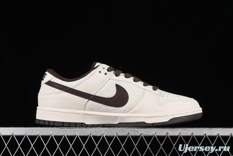 Nike SB Dunk Low Gucci Collaboration - Beige Brown Woven Fabric Anniversary High-End Custom Low-Top Casual Skate Shoes - DQ1098-375