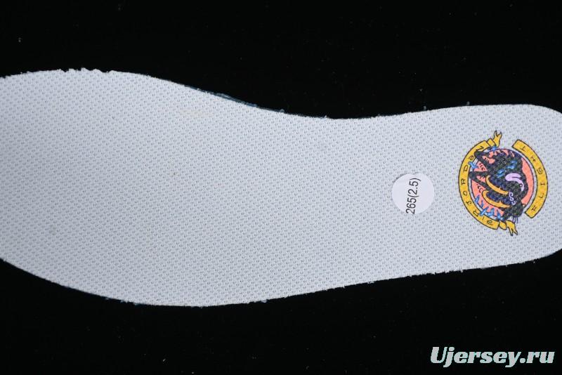 Nike Air Jordan 1 Low Flight Vintage Casual Sneakers with Distressed White-Blue Design - FV8439-104