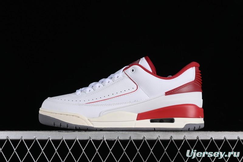 Nike Air Jordan 2/3 Retro Low Top Basketball Shoes in White and Red - FD0383-161