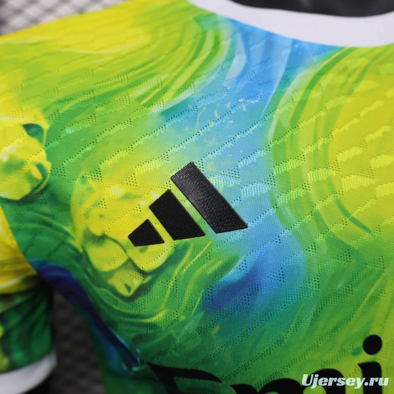 25/26 Player Version Real Madrid Limited Edition Goalkeeper Jersey - Emirates Neon Yellow Marble Design