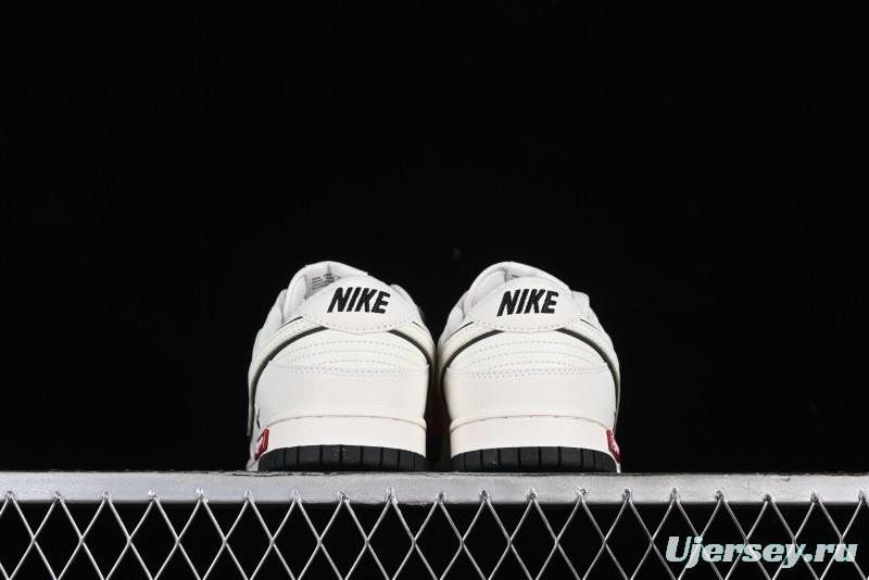 Nike SB Dunk Low Supreme Collaboration - Beige Black Mini Swoosh Anniversary High-End Custom Low-Top Casual Skate Shoes - DJ2024-006