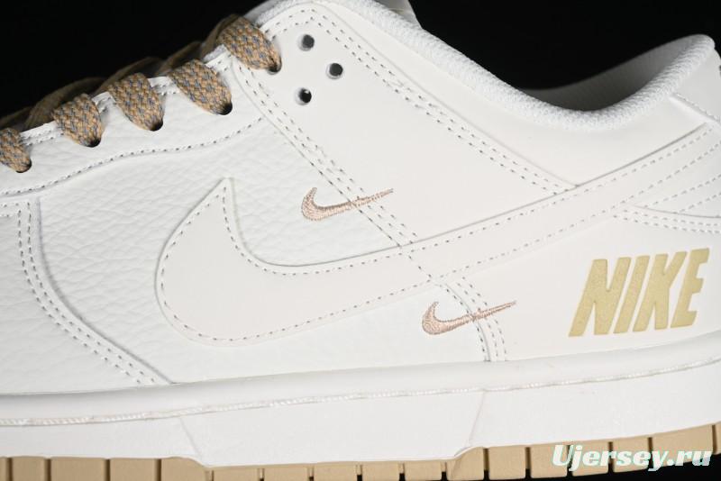 Nike SB Dunk Low Collaboration Three Swooshes Beige Gold Colorway Low-Top Casual Skateboarding Shoes - NK5639-326