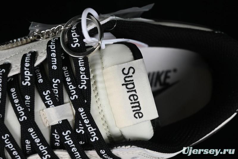 Nike SB Dunk Low Supreme Collaboration - Beige Black Canvas Anniversary Custom Low-Top Casual Skate Shoes - BB8657-515