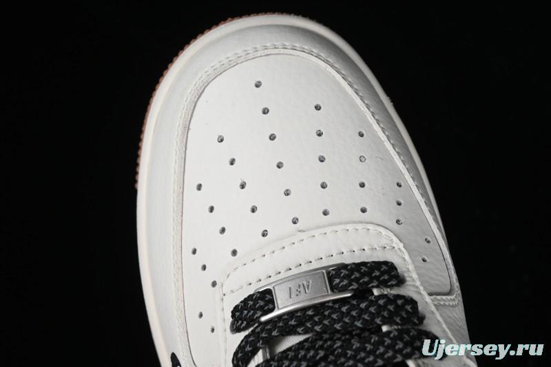 Nike Air Force 1 '07 Low Stussy Collaboration - Beige Black Gum Sole Low-Top Casual Sneakers - XZ5688-001