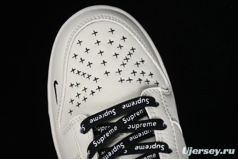 Nike SB Dunk Low Supreme Collaboration - Beige Black Canvas Anniversary Custom Low-Top Casual Skate Shoes - BB8657-515