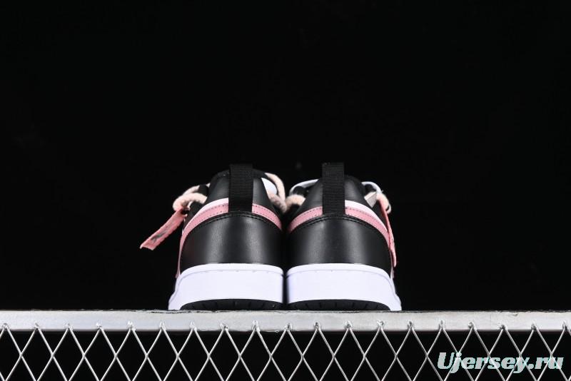 Nike Court Borough Low 2 Retro Casual Sneakers in Dark Pink and Black - BQ5448-115