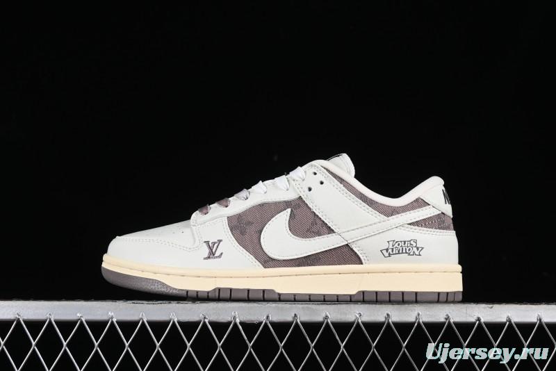 Nike SB Dunk Low LV Collaboration - Denim Patchwork Anniversary High-End Custom Low-Top Casual Sneakers - JH8310-956