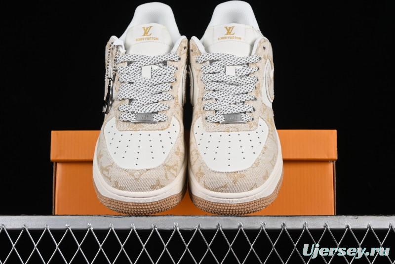 Nike Air Force 1 '07 Low V Collaboration - Khaki Mini Swoosh Low-Top Casual Sneakers - SJ2088-001