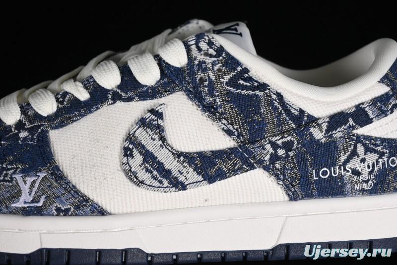 Nike SB Dunk Low LV Collaboration - Camo Mesh Anniversary High-End Custom Low-Top Casual Skate Shoes - JH8040-942