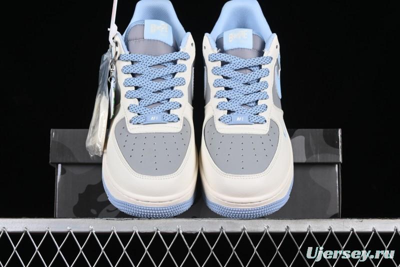 Nike Air Force 1 '07 Low Bape Collaboration - Light Grey Blue Casual Sneakers BB9599-204