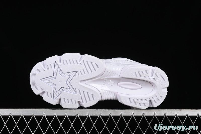 Dior Chrono Round Toe Lace-Up Lifestyle Casual Running Shoes - 10W WHITE