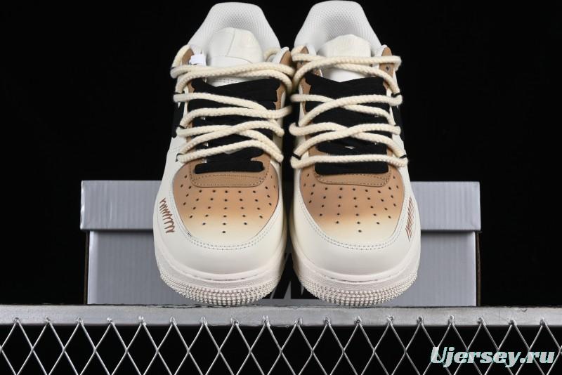 Nike Air Force 1 '07 Low Custom Cappuccino Anime-Themed Spray-Painted Casual Sneakers with Strap - ZH0316-019