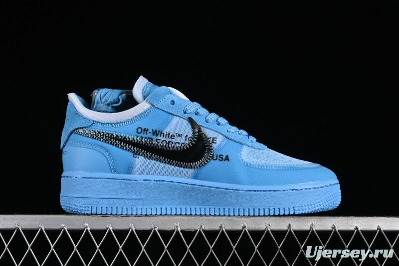 Nike Off White x Air Force 1 Low OW Collaboration Transparent Blue Casual Sneakers - AO4606-400