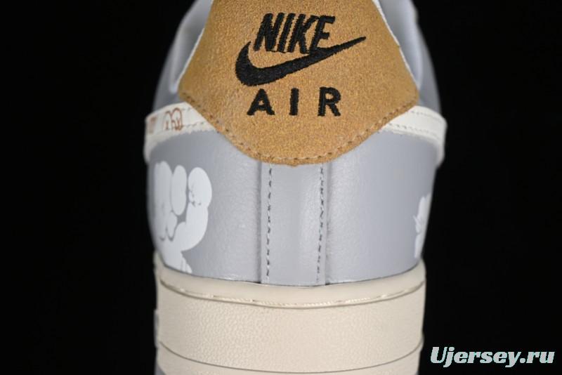 Nike Air Force 1 '07 Low x Kaws Casual Sneakers with Full-Length Air Cushion - CW2288-207