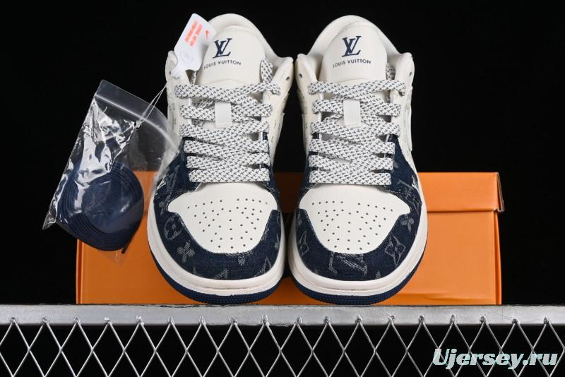 Nike Air Jordan 1 Low LV Collaboration - Light Blue Retro Casual Sneakers - SJ9950-003