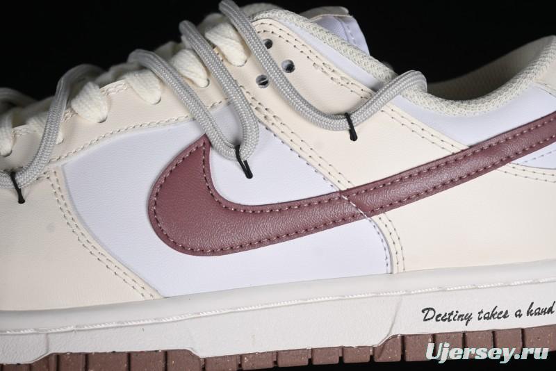 Nike Dunk Low Next Nature SB Lace-Up Low-Top Casual Sneakers in Cream Dark Brown - DD1873-103