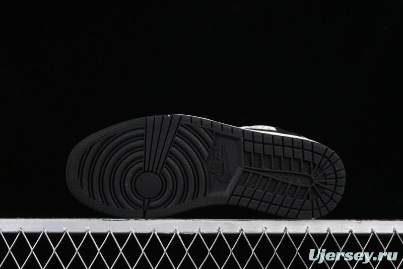 Nike Travis Scott x Fragment Design x Jordan Air Jordan 1 Low OG SP AJ1 LV Grey Black Pig Print Low-top Casual Sneakers - SJ2068-101