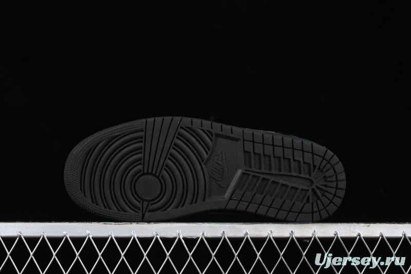 Nike Air Jordan 1 Low "Black Croc" Casual Sneakers with Crocodile-Embossed Leather - HJ7743-010