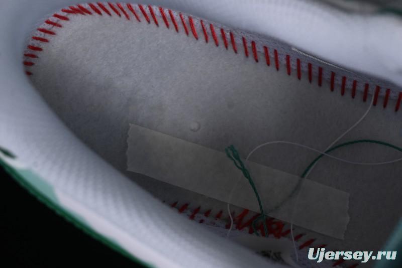 Nike Air Force 1 '07 Low Witch Collaboration Custom Leather Sneakers with Skull and Gradient White-Green Design - CW2288-111