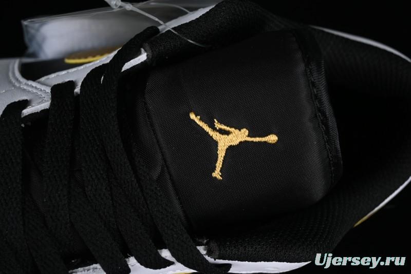 Nike Air Jordan 1 Low AJ1 Basketball Shoes with Black White Gold Swoosh - 553558-172