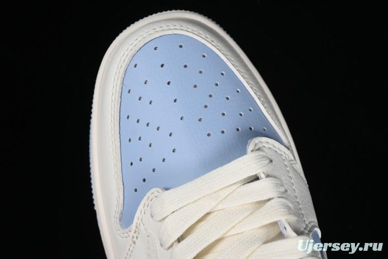 Nike Travis Scott x Fragment Design x Jordan Air Jordan 1 Low OG SP AJ1 LV Blue Double Hook Casual Sneakers - BB6588-103