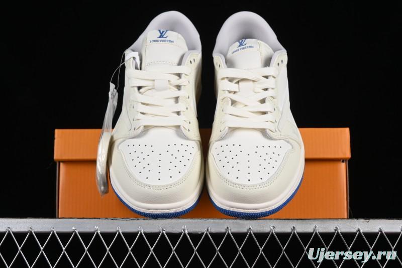 Nike Travis Scott x Fragment Design x Air Jordan 1 Low OG SP AJ1 LV Collaboration Light Blue Low-Top Casual Sneakers - LJ5188-007
