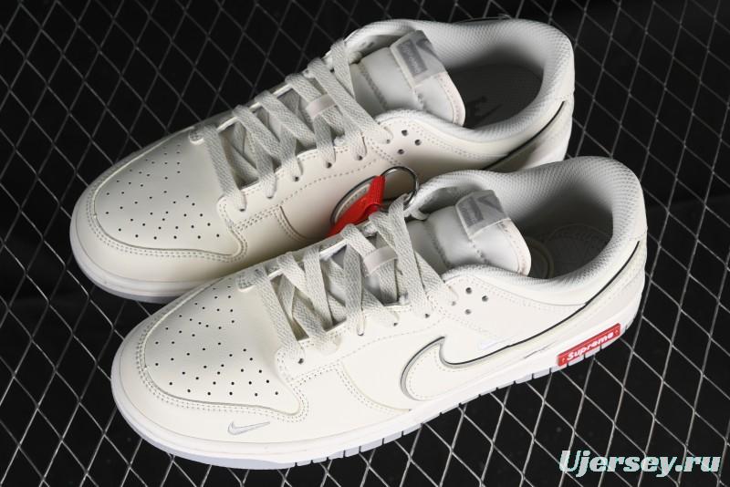 Nike SB Dunk Low Supreme Collaboration - Light Grey Anniversary Customized Low-Top Casual Skate Shoes - DJ2024-005
