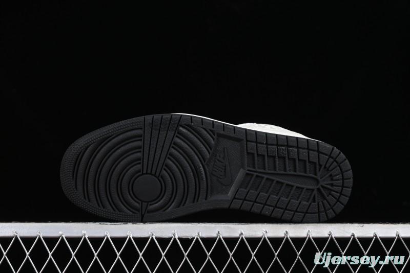 Nike Travis Scott x Fragment Design x Jordan Air Jordan 1 Low OG SP AJ1 LV Black Denim Print Low-Top Casual Sneakers - SJ2068-008