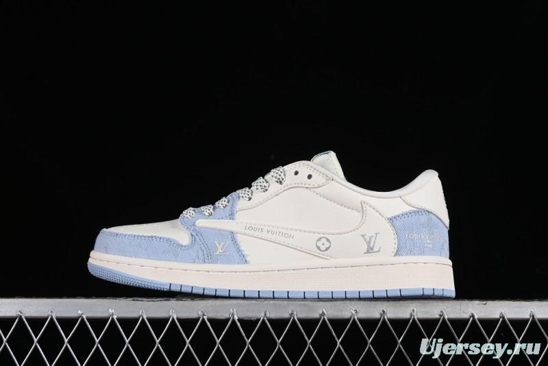 Nike Travis Scott x Fragment Design x Jordan Air Jordan 1 Low OG SP AJ1 LV Peacock Blue Low-top Casual Sneakers - LJ5188-003