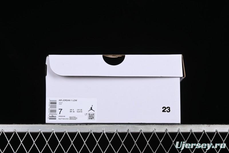 Nike Air Jordan 1 Low "Black Croc" Casual Sneakers with Crocodile-Embossed Leather - HJ7743-010