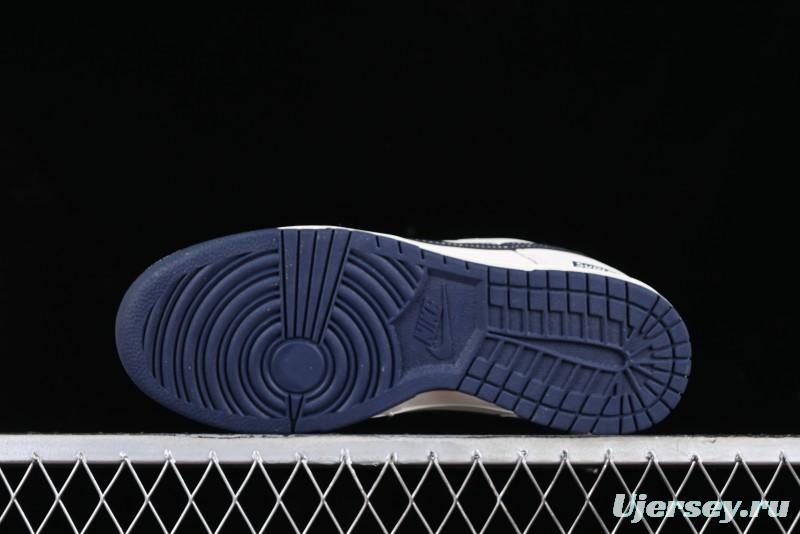 Nike SB Dunk Low Supreme Collaboration - Dark Blue Canvas Anniversary High-End Custom Low-Top Casual Skate Shoes - BB6698-511