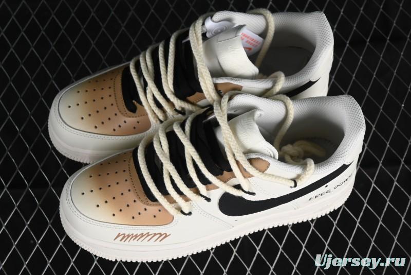 Nike Air Force 1 '07 Low Custom Cappuccino Anime-Themed Spray-Painted Casual Sneakers with Strap - ZH0316-019